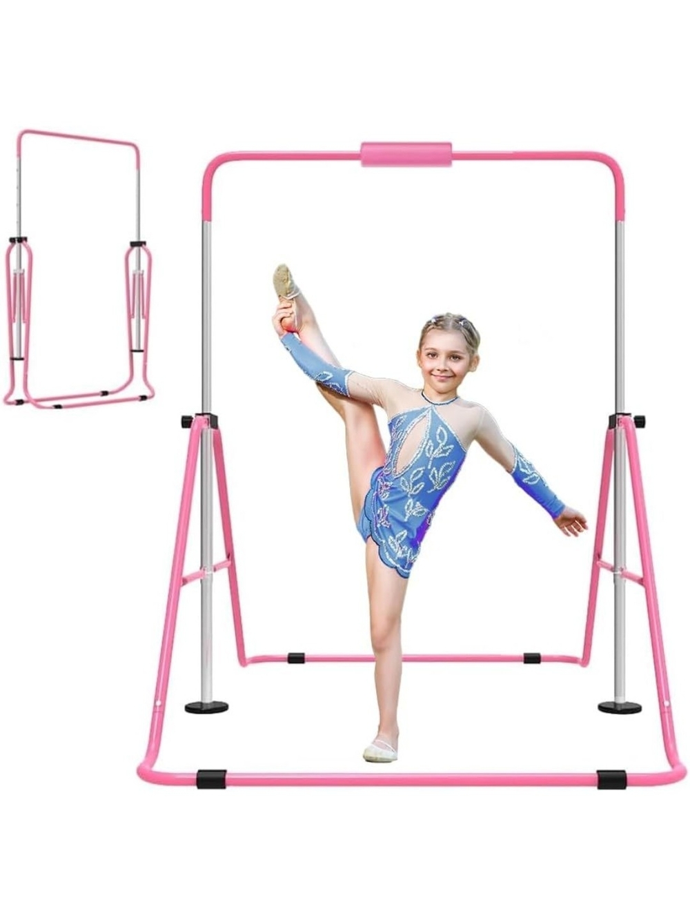 Kids Pink Gymnastics Training Bar - Adjustable Practice Frame